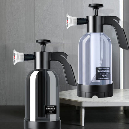 Pulverizador de espuma con bomba de mano, Cañón de espuma neumático de mano, botella de Spray de lavado de coches, limpieza de ventanas de automóviles, 3 tipos de boquilla, 2L