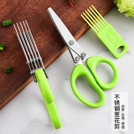 New kitchen cutting stainless steel multi-layer scallion scissors with three to five layers of creative home vegetable scissors
