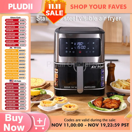 Horno Freidora de Aire Inteligente 6L – 1400W | Circulación de Aire Caliente 360° | Ventana Transparente | Cocina Saludable y de Gran Capacidad