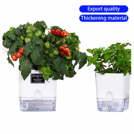 Nuevo Maceta de planta de autorriego, maceta de cuerda de algodón autoabsorbente de plástico magnético para maceta perezosa de dos pisos, suministros de jardín