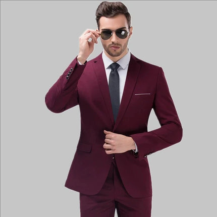 Trajes para hombre elegante boda 2 piezas conjunto chaquetas pantalones Blazers traje Formal ajustado moda negocios clásico 2025 disfraz