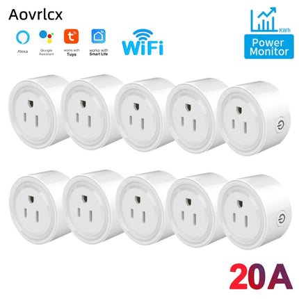 Enchufe Inteligente WiFi Tuya de 20A – Control de Voz y Monitoreo de Energía