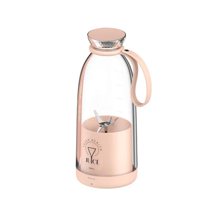 Exprimidor portátil de 500ml, mezclador de frutas inalámbrico recargable, botella de jugo fresco, licuadora, 6 cuchillas, batido de alimentos, taza trituradora de hielo, 2400mAh
