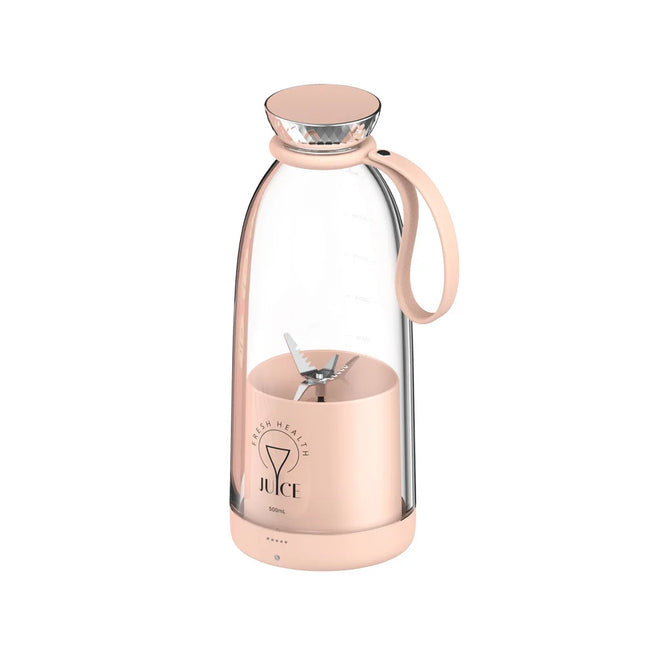 Exprimidor portátil de 500ml, mezclador de frutas inalámbrico recargable, botella de jugo fresco, licuadora, 6 cuchillas, batido de alimentos, taza trituradora de hielo, 2400mAh