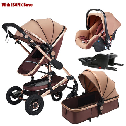 Cochecito de bebé multifuncional para recién nacido, cochecito de paisaje alto, cochecito de bebé 4 en 1 de doble cara con base de asiento de coche ISOFIX 739