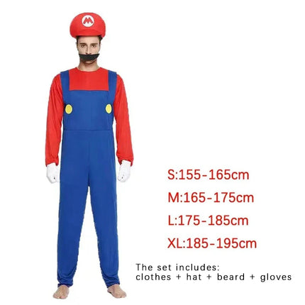 Juego Marios Super Luigi hermanos uniforme conjunto disfraces Cosplay Anime divertido adultos hombres mono mujer vestido disfraz de Halloween