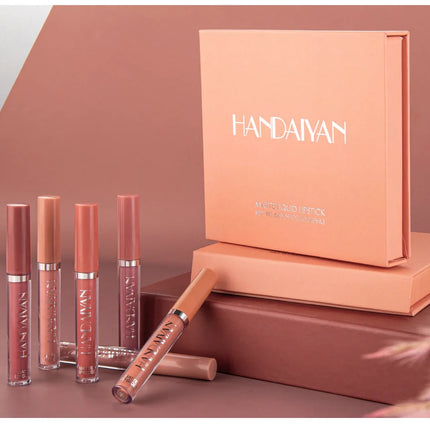 HANDAIYAN 6 uds juego de pintalabios maquillaje para mujeres taza antiadherente impermeable cosméticos de larga duración maquillaje coreano lápiz labial mate
