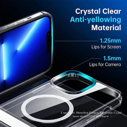 Funda de teléfono magnética transparente con soporte para iPhone 17 Pro Max Air 13 12 Mini 16 15 14 11 fundas con soporte transparente