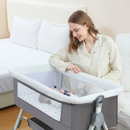 Cama de empalme grande para recién nacido, mecedora de bebé bb, cuna para niños, multifuncional, móvil y plegable