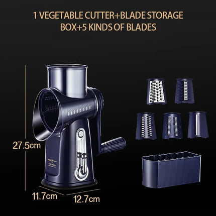 Kitchen Veggie Chopper Multifunction Rotary Cheese Grater Manual Drum Grater Food Shredder Vegetable Slicer Cutter Meat Grinder