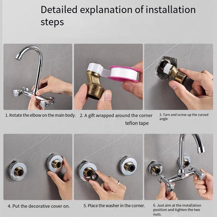 Grifo de Fregadero de Cocina de Acero Inoxidable – Doble Orificio, Frío y Caliente, Giratorio 360°