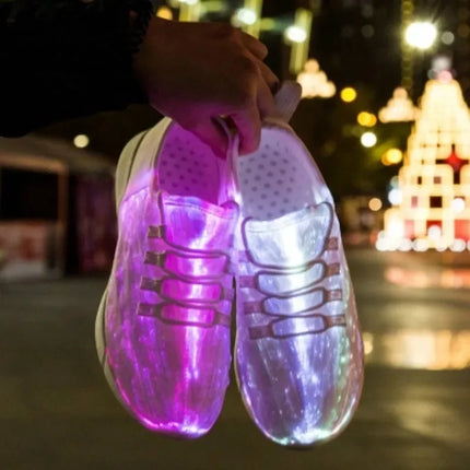 Zapatillas luminosas de primavera para niños, zapatos de luz LED para hombres, mujeres y niñas, zapatos de fibra óptica con recarga USB para niños y adultos
