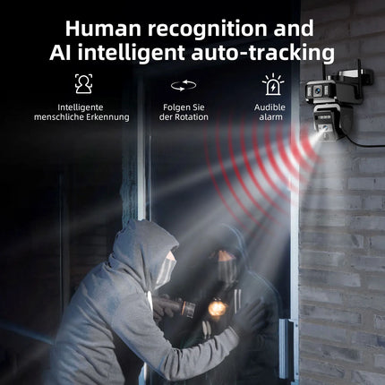 Cámara Solar Inalámbrica al Aire Libre WIFI 4MP: Batería Integrada, Cámara de Seguridad de Video CCTV con Larga Duración en Modo de Espera y Vigilancia de Energía Solar