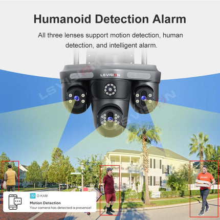 Cámara de tres pantallas WIFI 15MP 6K Monitor de tres lentes visión nocturna protección de seguridad 3 lentes PTZ videovigilancia