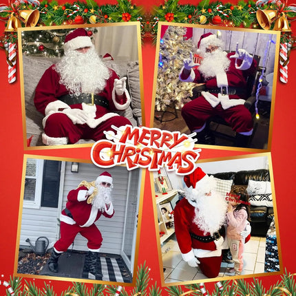 Disfraces de Navidad - Disfraz de Papá Noel para Hombres Mujeres Adultos - 9 piezas. Traje de traje de Papá Noel de lujo