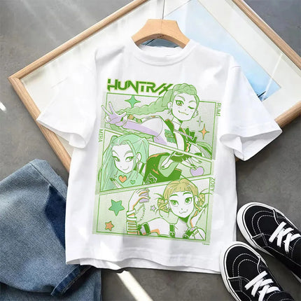 Kpop Demon Hunters-ropa para niños, camiseta de manga corta, camiseta Kpop Demon Hunters Tiger Harajuku, regalo para niños y niñas