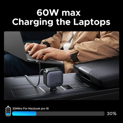 UGREEN 145W 90W 60W Cargador de coche 3 USB-C y 1 puertos USB-A PD QC4.0 Carga rápida con cable retráctil para iPhone 17 Pro MacBook