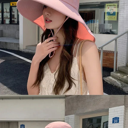 Sombrero de cubo para el sol al aire libre para mujeres y niñas, sombrero de pesca, sombrero de cubo de ala ancha con cubierta para el cuello, gorra de Safari con protección UPF 50+