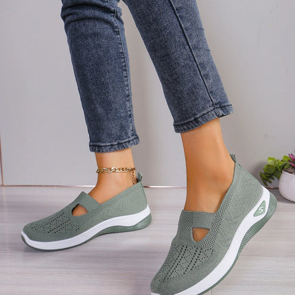 Zapatos de mujer, zapatillas transpirables de Color sólido, zapatillas informales de verano para mujer, zapatos informales de punto bajos, zapatos para mamá