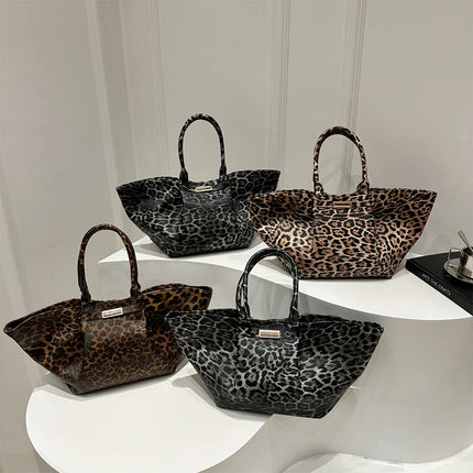 Bolso de mano con alas de leopardo para mujer, bolsa grande de hombro con axila de lujo, tendencia de gran capacidad, ocio, desplazamientos, 2025