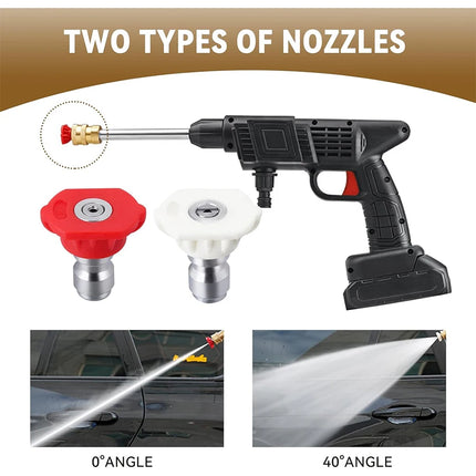 Hidrolavadora a Presión Inalámbrica 60 Bar, 30000mAh 48V, Motor 300W, Pistola de Agua Portátil con Batería de Larga Duración (60 min), Limpiador de Coches y Exteriores – Negro