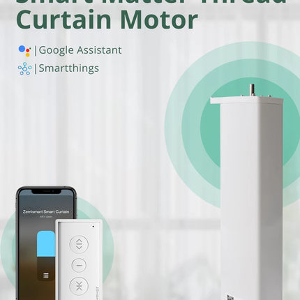 Zemismart-Motor de cortina inteligente Matter Over Thread, aplicación de Google Home, Control automático de sistema de cortina