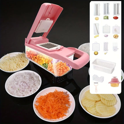 16pcs/1set Multifunctional Vegetable Chopper Onion Chopper Handle Food Grate Food Chopper Kitchen Vegetable Slicer Dicer Cut