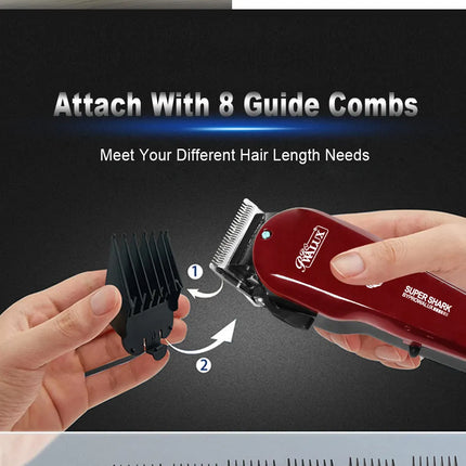WALUX-cortadora de pelo profesional para hombre, potente recortadora con cable clásica roja de 10W con palanca cónica ajustable, herramienta de corte de pelo