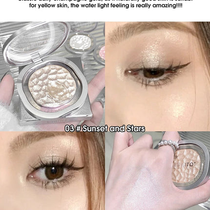 LEEINTO polvo nacarado brillante de alto brillo que ilumina el disco de sombra de ojos de maquillaje