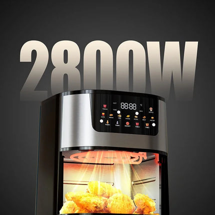 Freidora de Aire Eléctrica de Acero Inoxidable 15L – Cocina Inteligente de Gran Capacidad con Horno Tostador y Pantalla Digital