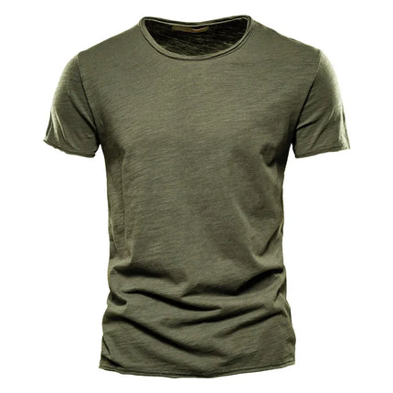 Camiseta 100% de algodón para hombre, camisetas finas informales suaves para Fitness, ropa para el hogar para hombre, camiseta sólida de manga corta con cuello redondo para hombre