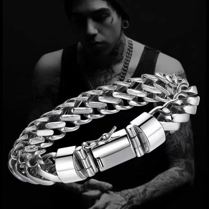 Brazalete Punk Minimalista de Plata Esterlina S925 – Joyería de Lujo Unisex