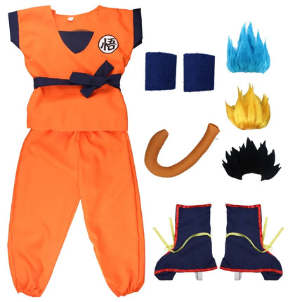 Disfraces de Anime Son Goku para niños, ropa de entrenamiento Krillin, trajes de superhéroe con peluca Super Saiyan, disfraz de fiesta de cómic Con