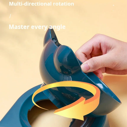 Cuencos para mascotas con alimentador de agua, diseño de oreja inclinado, juego de cuencos para agua y comida para gatos con botella de agua por gravedad para protección del cuello, 3 en 1