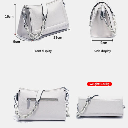 Bolso de mano Zency 2025 con cadena acrílica, bolso cruzado pequeño de lujo con asa superior de cuero suave para mujer, bolso de hombro blanco a la moda