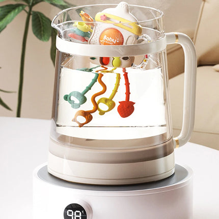 Juguete masticable para bebés en forma de botella de leche; Cuerda de sonajero para aliviar la dentición y desarrollar temprano