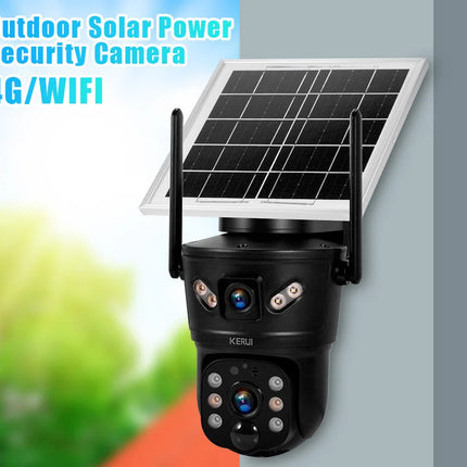 KERUI-cámara Solar impermeable para exteriores, 6MP, 4G, SIM, WIFI, lente Dual, Panel Solar, seguridad del hogar, vídeo CCTV, vigilancia V380pro