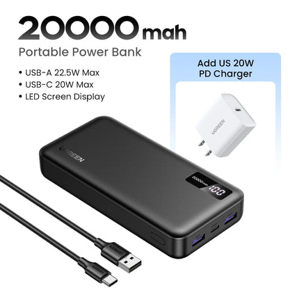 UGREEN 20000mAh PD 20W banco de energía carga rápida banco de energía portátil para iPhone 17 16 15 Pro Max Xiaomi teléfono batería externa 30W