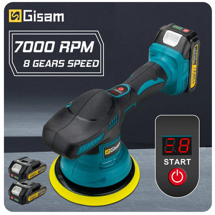 Gismis-pulidor de coche inalámbrico con pantalla Digital de 8 engranajes, pulidor eléctrico, máquina pulidora de encerado para coche, Pin de batería Makita de 18V