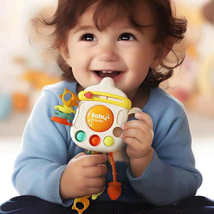 Juguete masticable para bebés en forma de botella de leche; Cuerda de sonajero para aliviar la dentición y desarrollar temprano