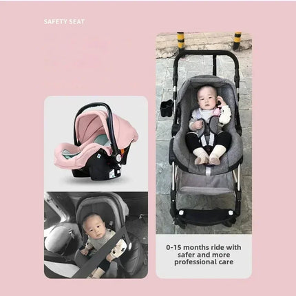 Cochecito de bebé multifuncional para recién nacido, cochecito de paisaje alto, cochecito de bebé 4 en 1 de doble cara con base de asiento de coche ISOFIX 739