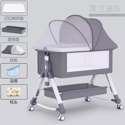 Cama de empalme grande para recién nacido, mecedora de bebé bb, cuna para niños, multifuncional, móvil y plegable