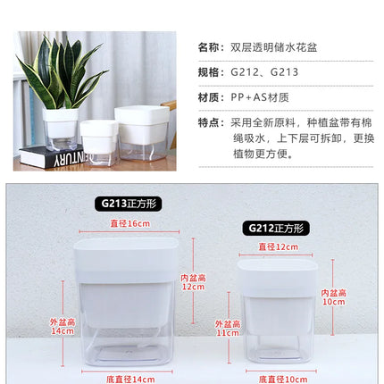 Nuevo Maceta de planta de autorriego, maceta de cuerda de algodón autoabsorbente de plástico magnético para maceta perezosa de dos pisos, suministros de jardín