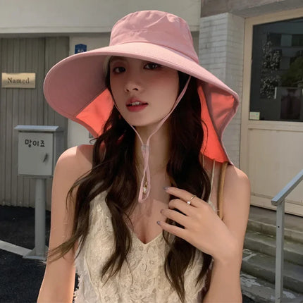 Sombrero de cubo para el sol al aire libre para mujeres y niñas, sombrero de pesca, sombrero de cubo de ala ancha con cubierta para el cuello, gorra de Safari con protección UPF 50+