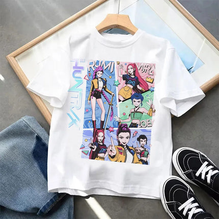 Kpop Demon Hunters-ropa para niños, camiseta de manga corta, camiseta Kpop Demon Hunters Tiger Harajuku, regalo para niños y niñas