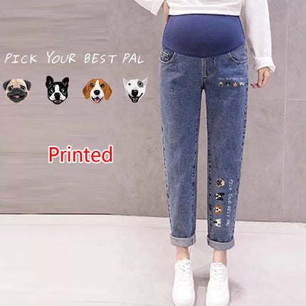 Pantalones abdominales para embarazo, pantalones vaqueros para novio, pantalones de maternidad para mujeres embarazadas, ropa, pantalones de cintura alta, pantalones vaqueros sueltos