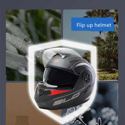 BLD Casco de Motocicleta Modular para Hombre y Mujer, Doble Lente, Abatible Hacia Arriba, Casco de Motocross de Alta Seguridad y Estilo Personalizado