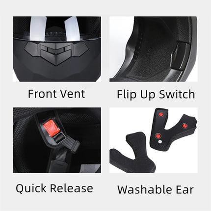 BLD Casco de Motocicleta Modular para Hombre y Mujer, Doble Lente, Abatible Hacia Arriba, Casco de Motocross de Alta Seguridad y Estilo Personalizado