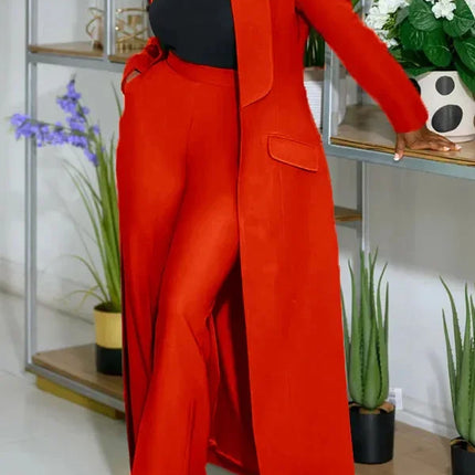 Conjunto de chaqueta larga X de manga larga para mujer, abrigo + traje de pantalón largo, ropa de calle de primavera 2025, conjunto de dos piezas, trajes de trabajo de África OL