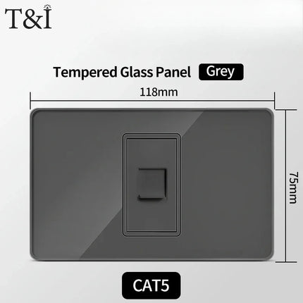 Enchufe de Pared de Vidrio Templado con Puertos USB Dual Tipo C – 118x75mm, 110V
